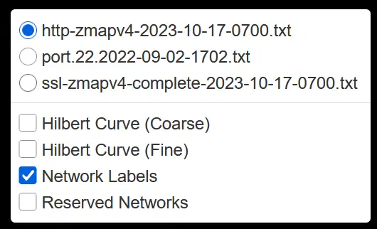 Layer selector showing the base layers (three datasets) and some overlays, for example the address labels