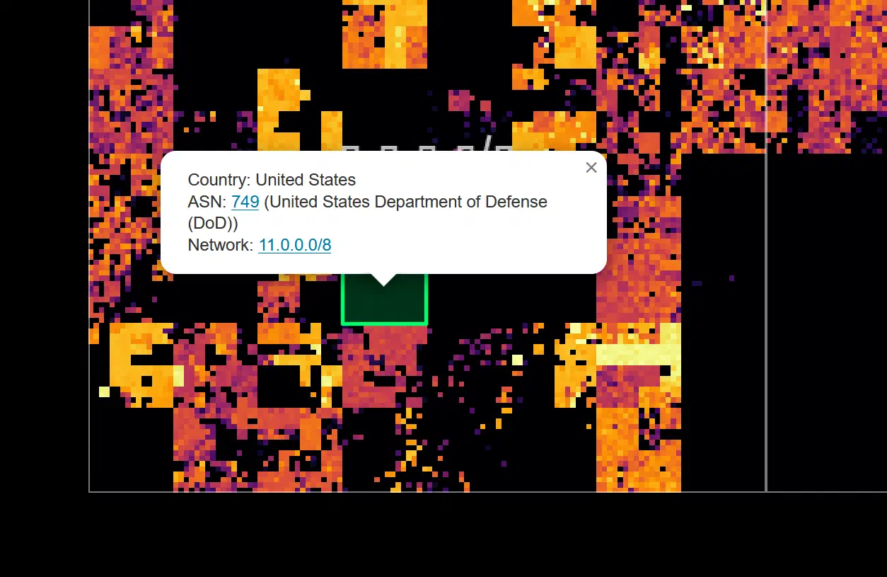 Network 11.0.0.0/8 belonging to the US DoD